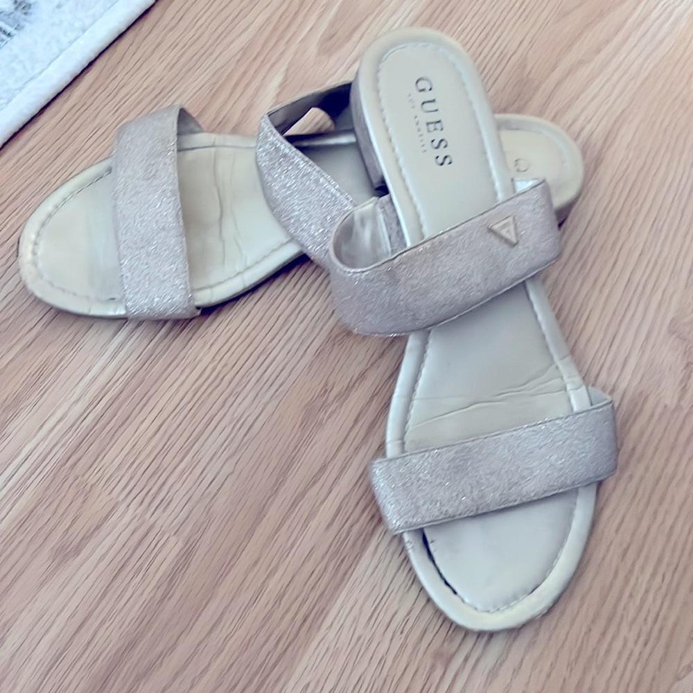 Guess sandals with 2 sparkly straps slightly pink pre loved